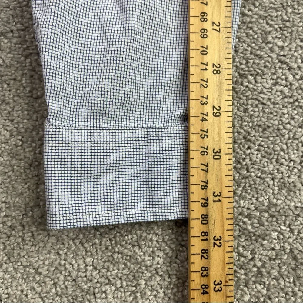 Vintage J.Crew Button Down Shirt Mens 16 1/2 Blue Micro Check Cotton Oxford ‘90s